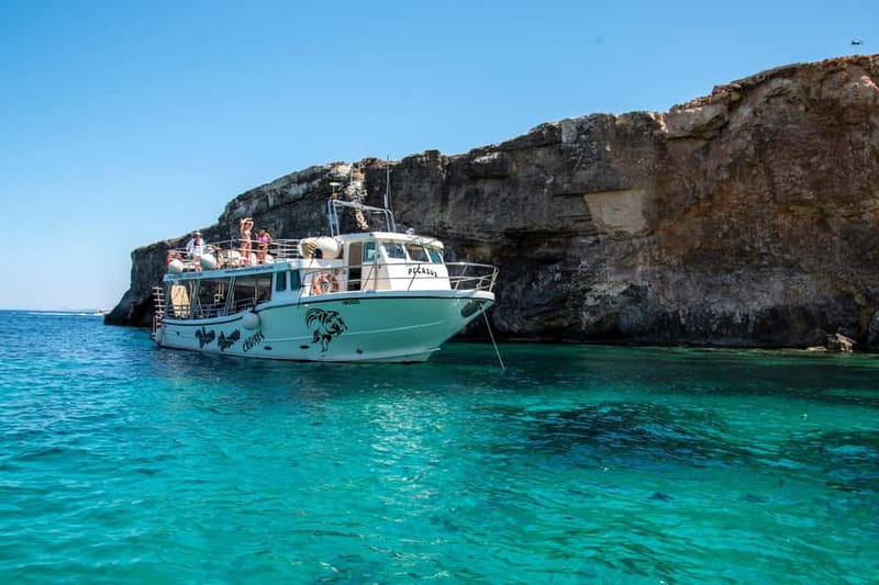 Comino Blue Lagoon & Crystal Lagoon - 3 Bay Cruise - Blue Lagoon: pier-side fun, or the calmer choice to stay onboard
