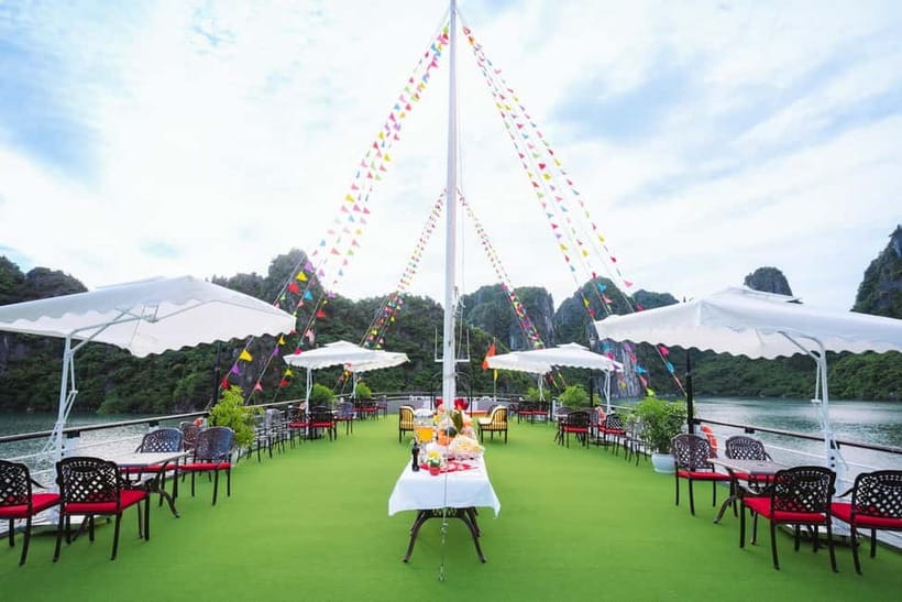 From Hanoi: Halong Bay Seaplane & 6-Hour Ha Long Bay Tour - The onboard pace: lunch, sunset party, and the way back to Hanoi