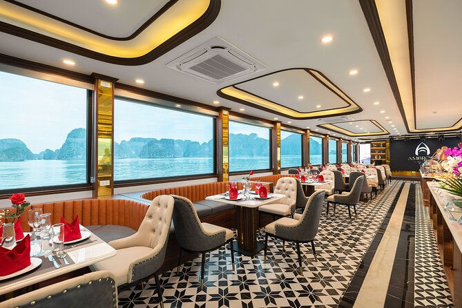 Full Day Halong Bay Tour with Lunch, Sunset Party from Hanoi - On-board comfort: welcome drink, jacuzzi, and a real lunch