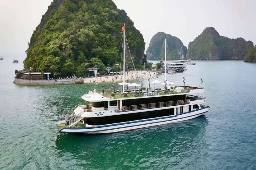 Hanoi: 5-Star Halong Bay Cruise with Lunch, Jacuzzi & Party - Tuan Chau Harbor, welcome drink, and onboard basics