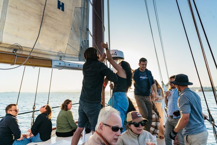 Seattle: Tall Sailboat Sunset Harbor Cruise - Hands-on sailing: hoist sails and steer into the wind