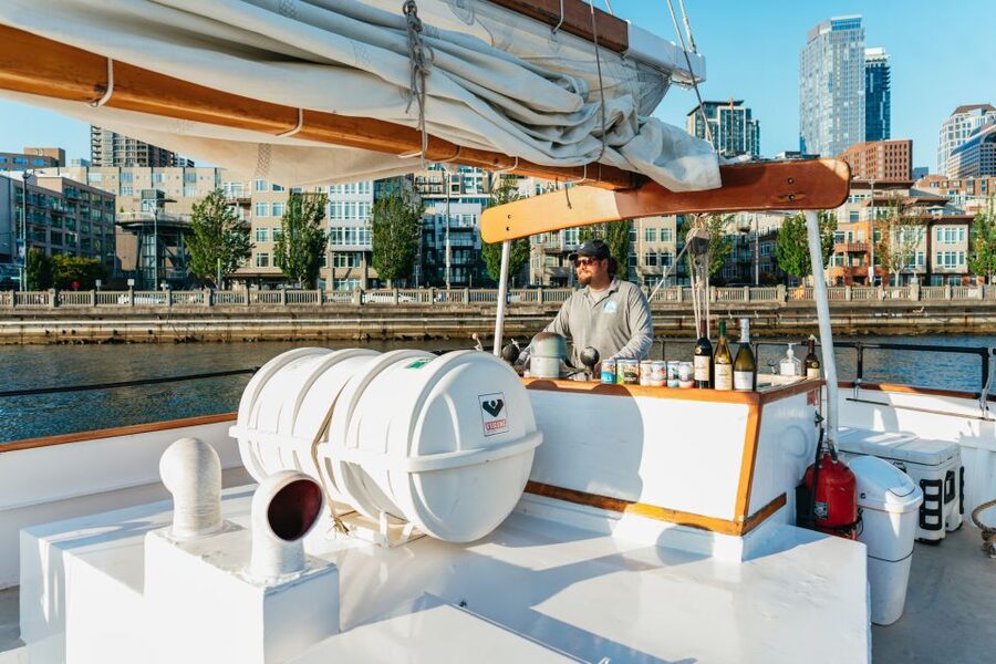 Seattle: Tall Sailboat Sunset Harbor Cruise - What you actually see: Space Needle, Smith Tower, Rainier on clear days