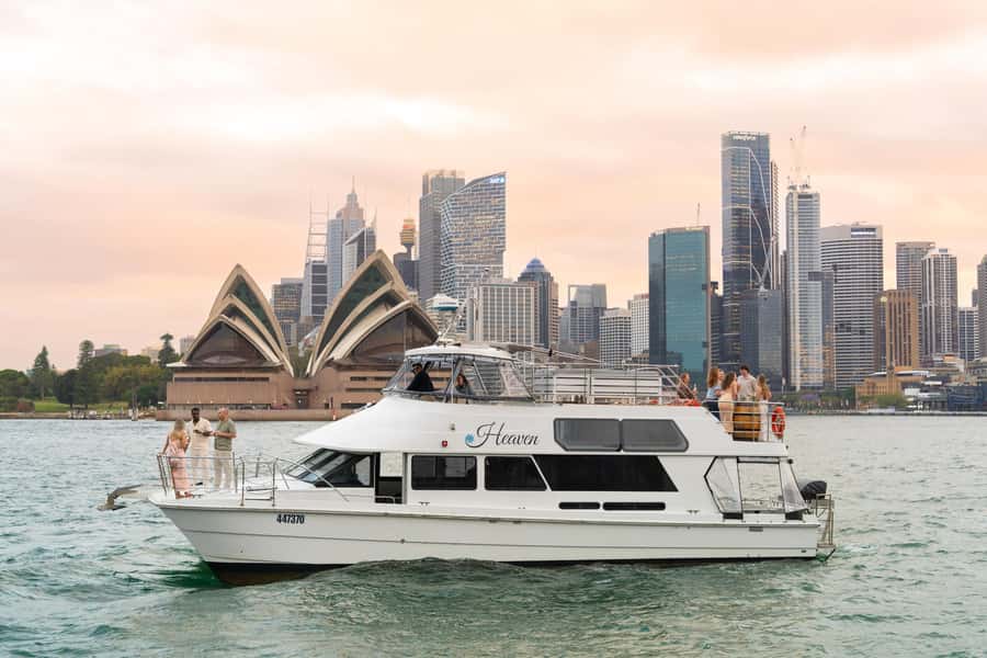 Sydney: Golden Glow Sunset Harbour Cruise with 1 Drink - Heaven catamaran layout: split levels and lots of deck room